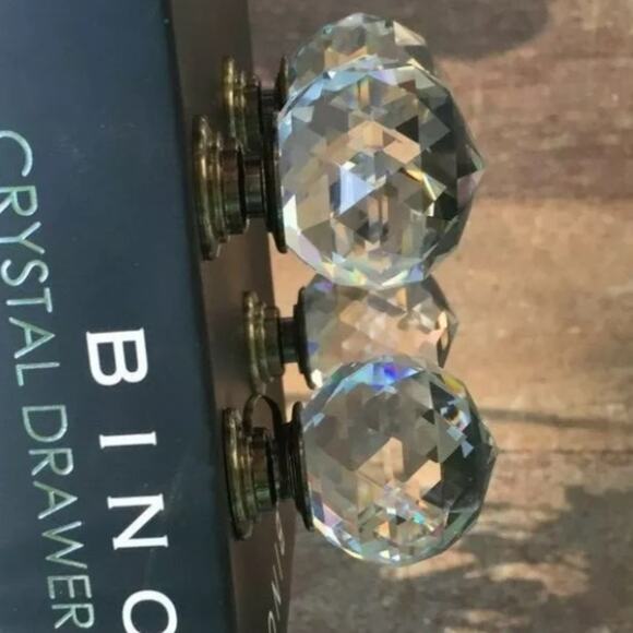 BINO Round-Cut Faceted Crystal Jewelry Look Gem Cabinet Drawer pulls NEW Set 6 - Picture 5 of 6